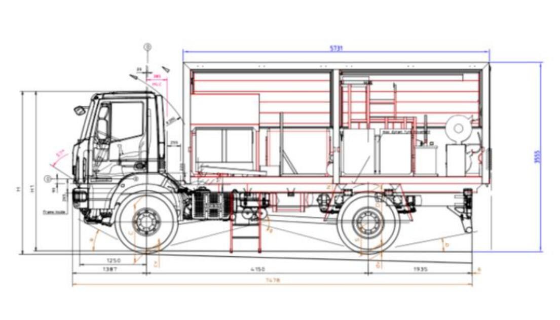 HOWO Mobile workshop and lubrication truck technical drawing HOWO Mobile workshop and lubrication truck technical drawing