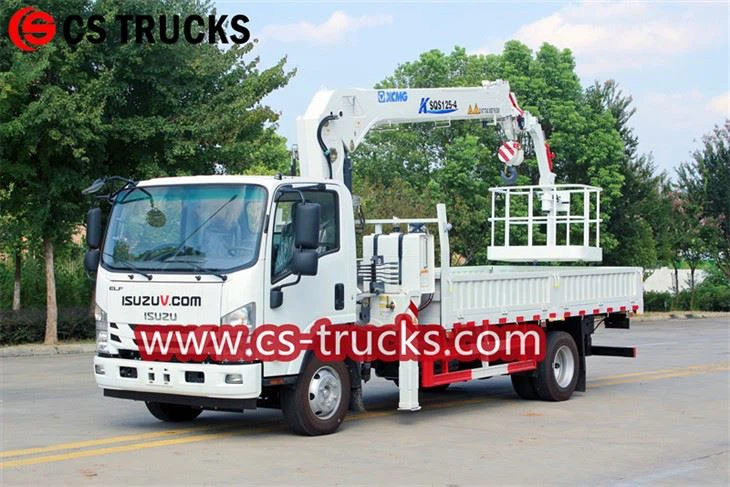 ISUZU NPR crane truck with aerial bucket