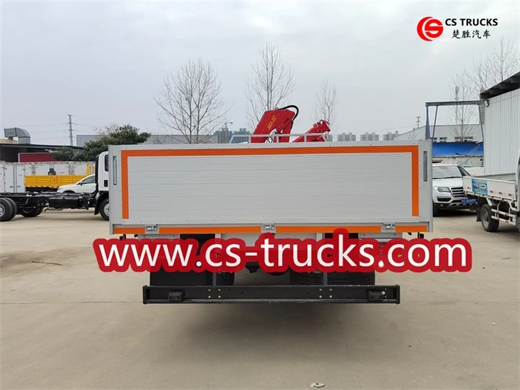 Isuzu NPR cargo truck with folding crane