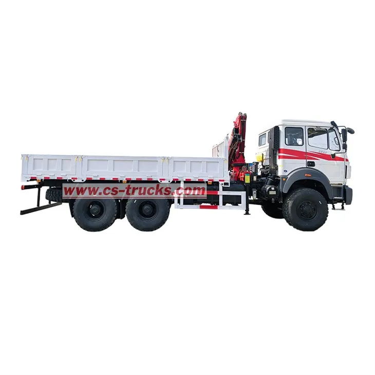 Beiben 6 Wheeler 2642 Offroad Dropside Truck With Crane factory