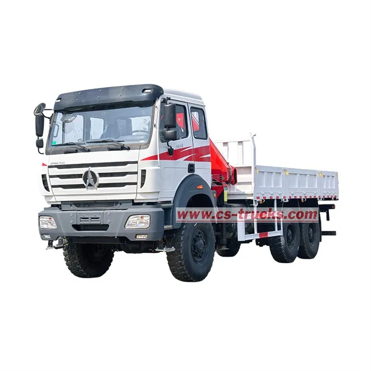 Beiben 6 Wheeler 2642 Offroad Dropside Truck With Crane suppliers