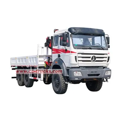 Beiben 6 Wheeler 2642 Offroad Dropside Truck With Crane