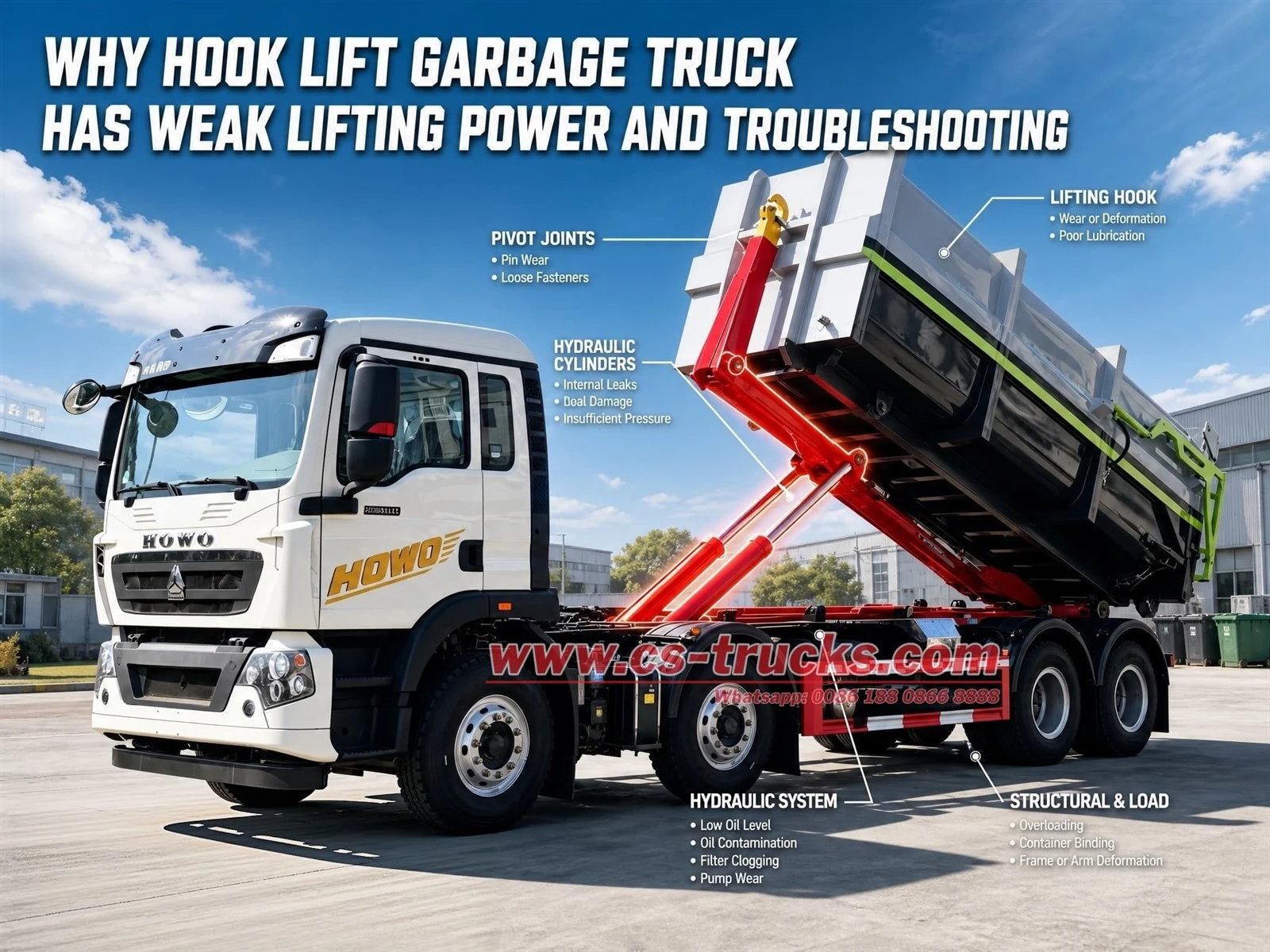 Why Hook Lift Garbage Truck Has Weak Lifting Power and Troubleshooting Why Hook Lift Garbage Truck Has Weak Lifting Power and Troubleshooting