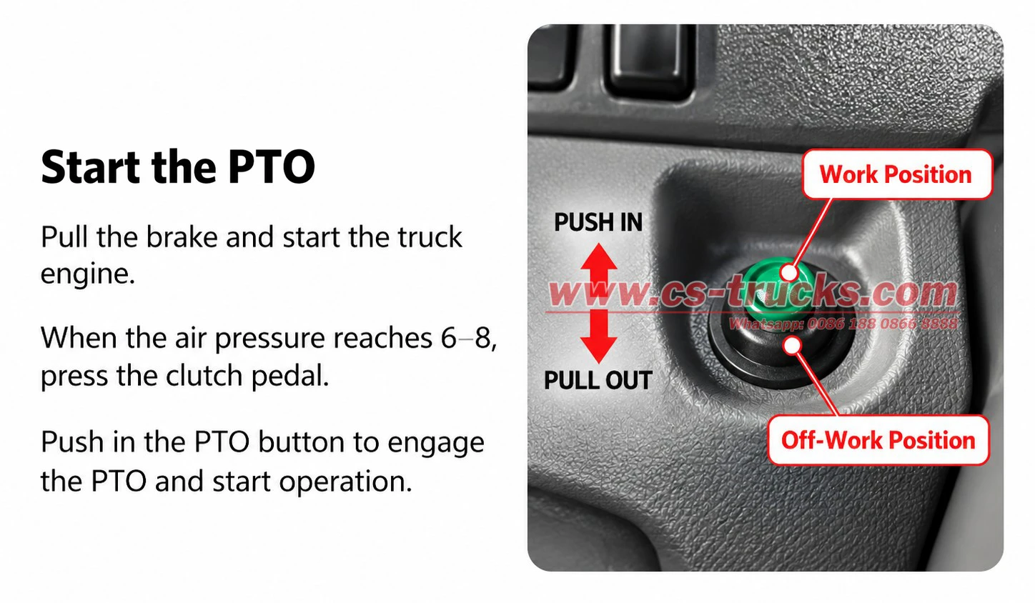 How to engage the PTO on the sprinkler truck How to engage the PTO on the sprinkler truck