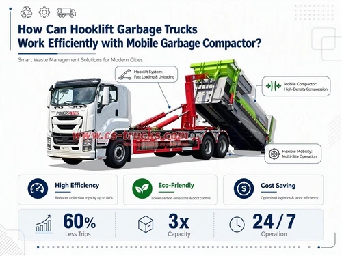 How Can Hooklift Garbage Trucks Work Efficiently with Mobile Garbage Compactor?