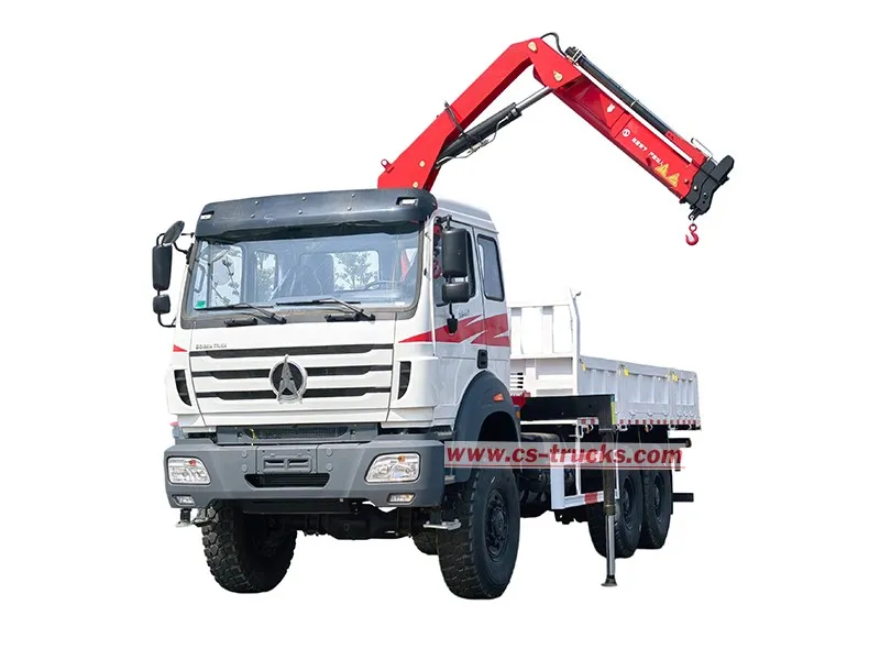 Beiben 2642 heavy haulage dropside truck with 360° rotation crane Beiben 2642 heavy haulage dropside truck with 360° rotation crane