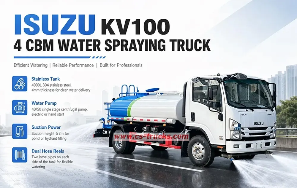 ISUZU KV100 4000L 4x2 bulk water carrier for landscaping Vietnam ISUZU KV100 4000L 4x2 bulk water carrier for landscaping Vietnam