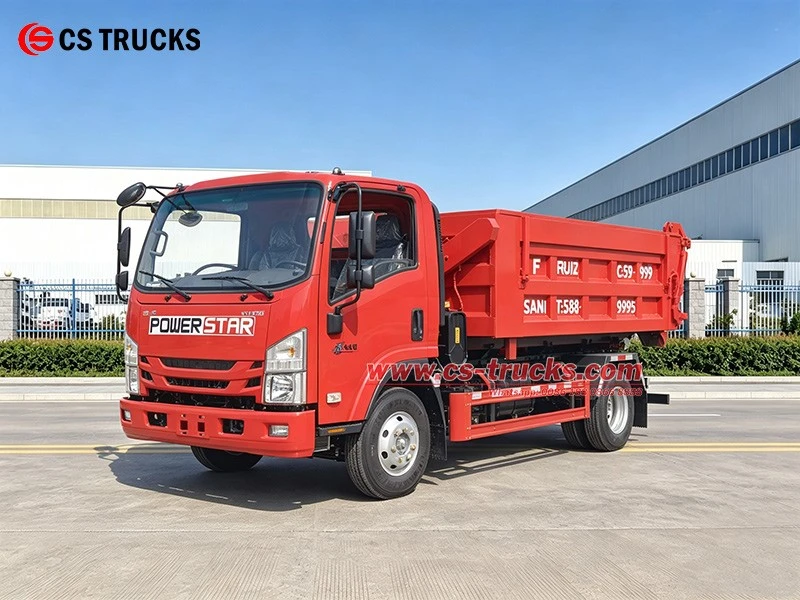 Front Left View of ISUZU 131HP Hook Loader Garbage Truck Front Left View of ISUZU 131HP Hook Loader Garbage Truck