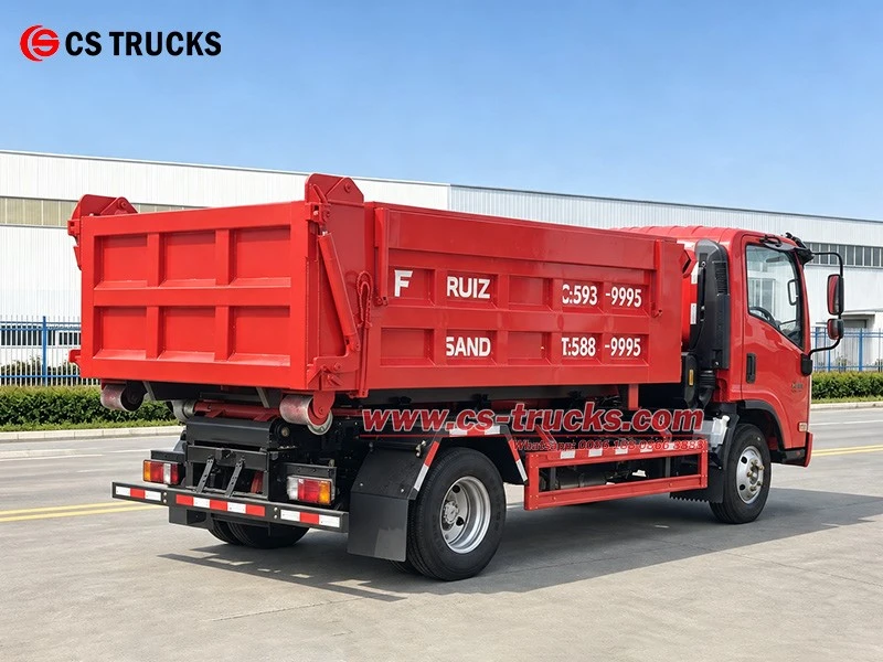 Rear Right View of ISUZU 5 Ton Hook Lift Dumpster Truck Rear Right View of ISUZU 5 Ton Hook Lift Dumpster Truck