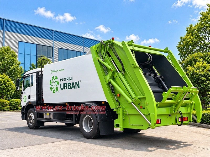 Rear Left view of HOWO 251HP rear loader solid waste compactor truck Rear Left view of HOWO 251HP rear loader solid waste compactor truck