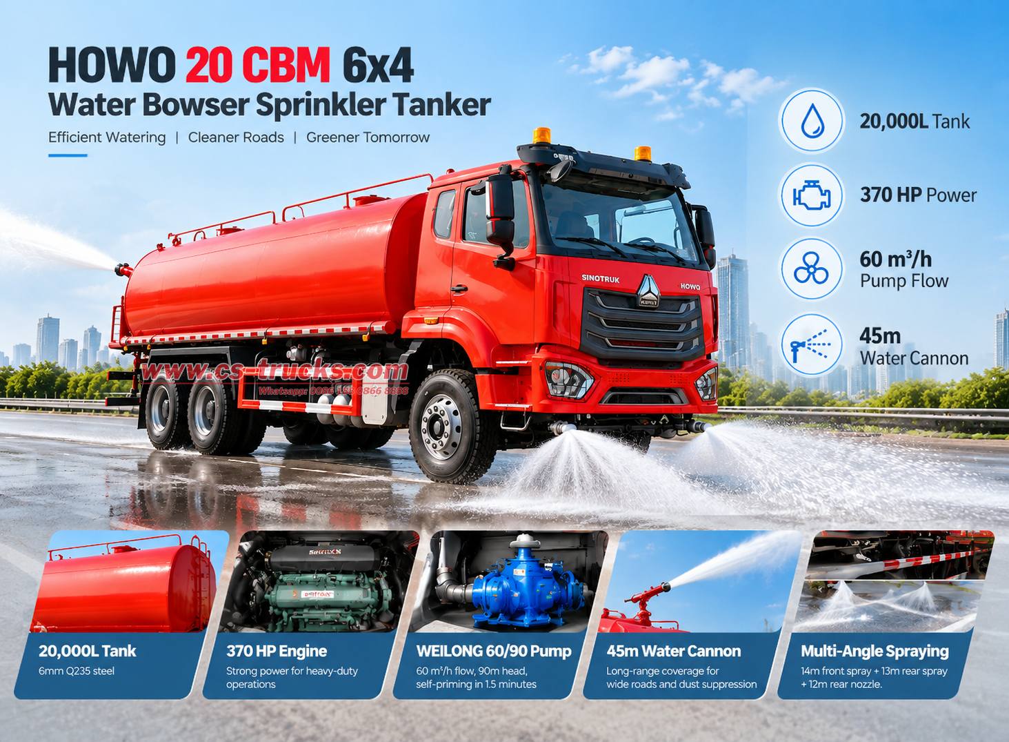 HOWO 20000 Liters Water Bowser Sprinkler Tanker Vehicle HOWO 20000 Liters Water Bowser Sprinkler Tanker Vehicle