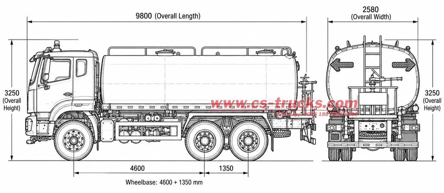 HOWO 20000L 6x4 Water Bowser Structure Diagram HOWO 20000L 6x4 Water Bowser Structure Diagram