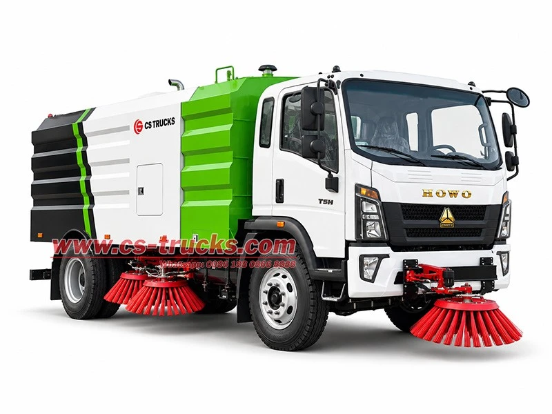 HOWO Euro 3 truck mounted road sweeper for city road sweeping HOWO Euro 3 truck mounted road sweeper for city road sweeping