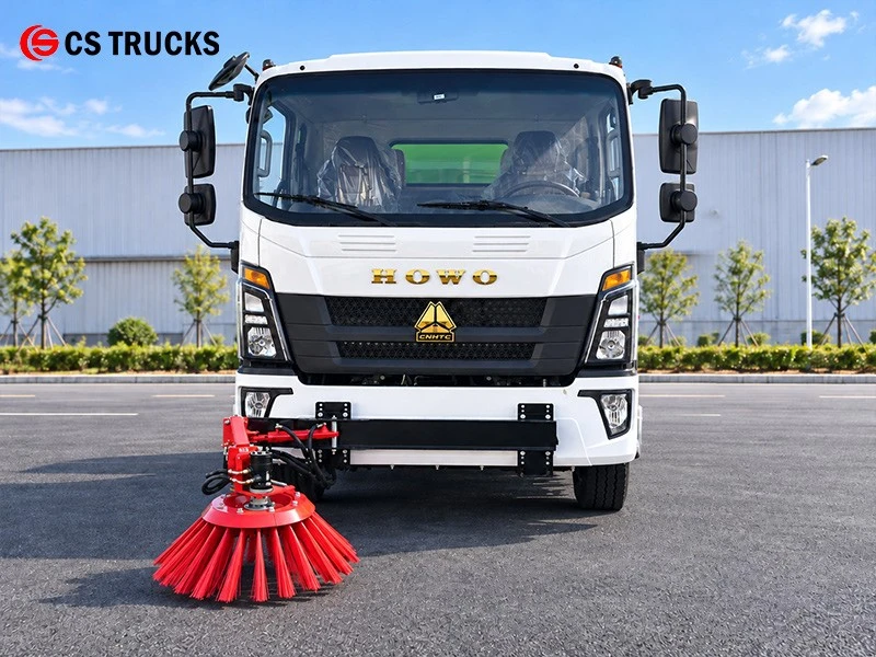 Front view of HOWO 140HP 4x2 road cleaning truck for municipal sanitation Front view of HOWO 140HP 4x2 road cleaning truck for municipal sanitation